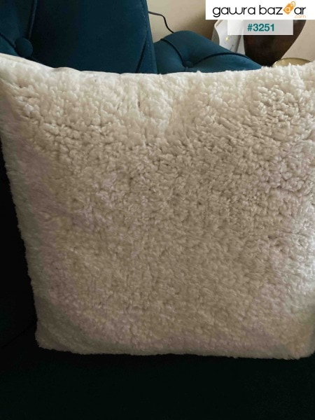 غطاء وسادة من القطيفة تيدي منتفخ للديكور بيج 43x43.5 سم