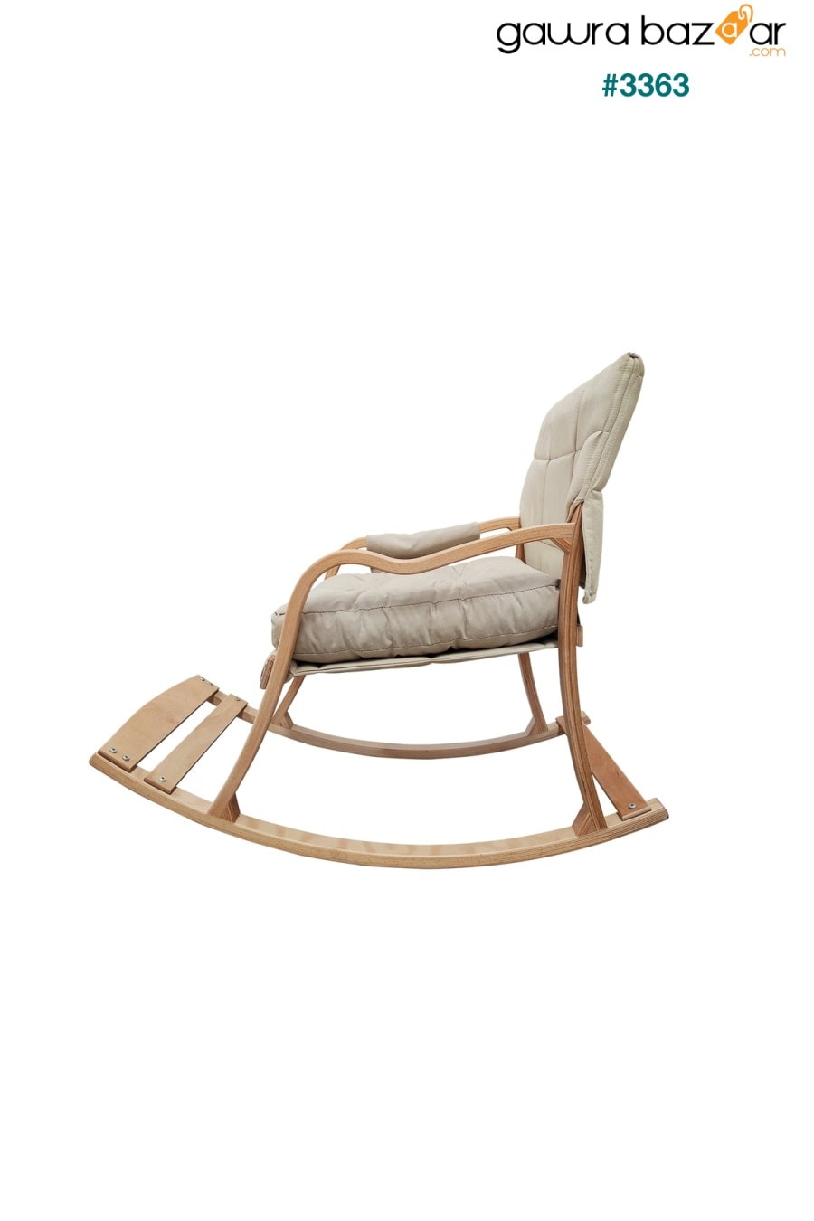 كرسي هزاز Paşa الخشبي الطويل وكرسي الراحة الطبيعي كريم Mobildeco 1