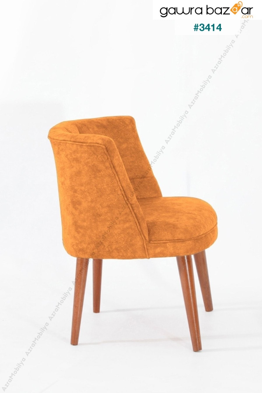 كرسي بمسند مفرد من بيرجير - كرسي - برجير خشبي - أرجل من خشب الجوز - أصفر Azra Aksesuar 1