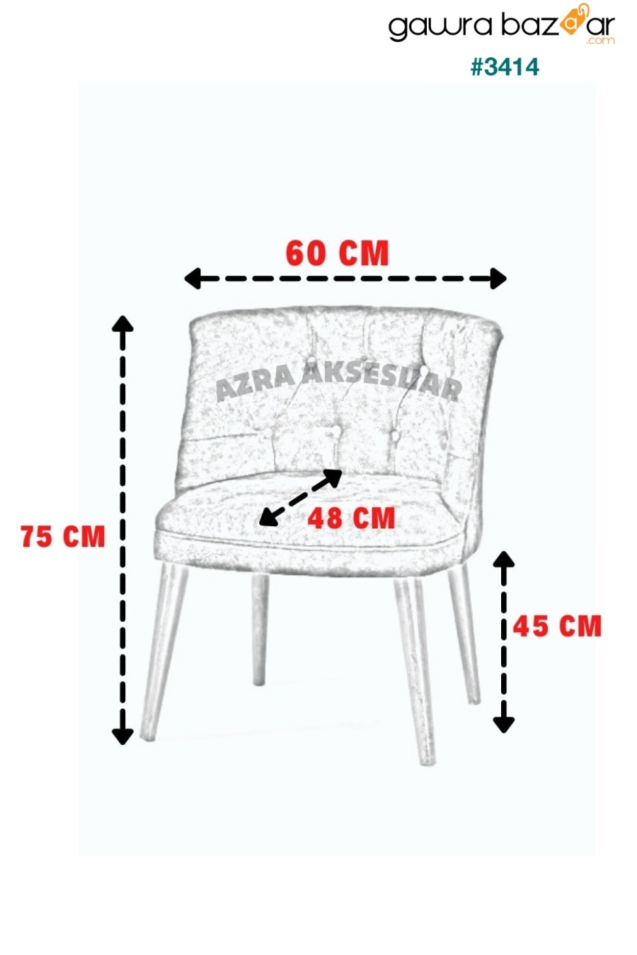 كرسي بمسند مفرد من بيرجير - كرسي - برجير خشبي - أرجل من خشب الجوز - أصفر Azra Aksesuar 3