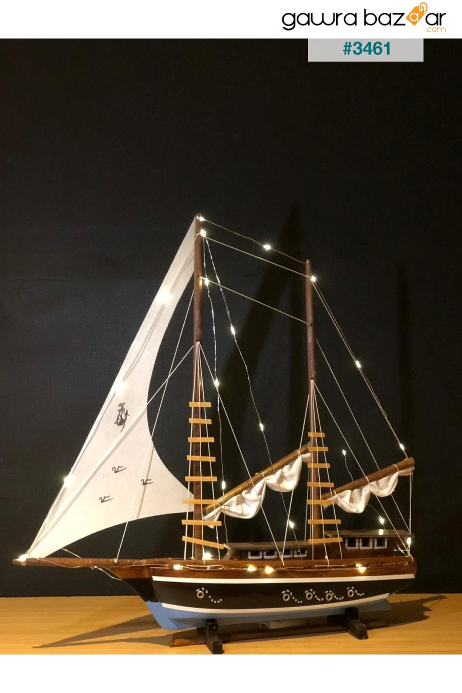 نموذج سفينة خشبية مع إضاءة إبحار كبيرة الحجم Lapidaria 1