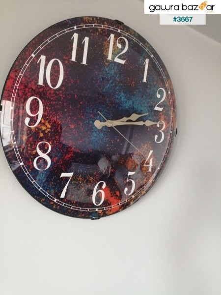 ساعة حائط مزخرفة بالزجاج الحقيقي بومبي آلية صامتة 36 سم