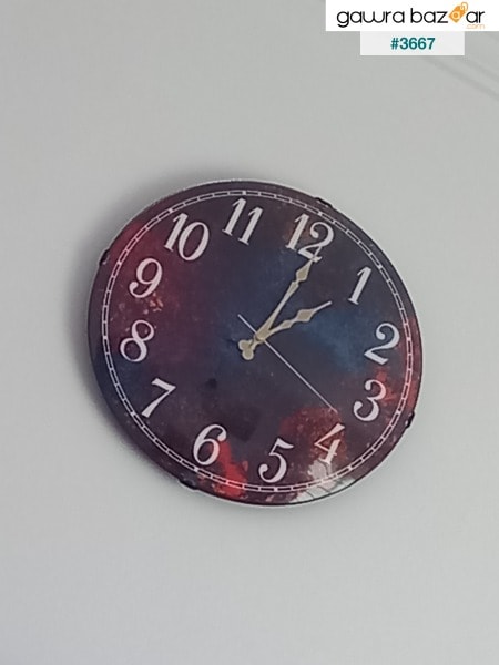 ساعة حائط مزخرفة بالزجاج الحقيقي بومبي آلية صامتة 36 سم