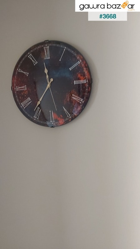 ساعة حائط مزخرفة بثواني زجاجية من بومبي حقيقي تعمل بالثواني الصامتة 36 سم