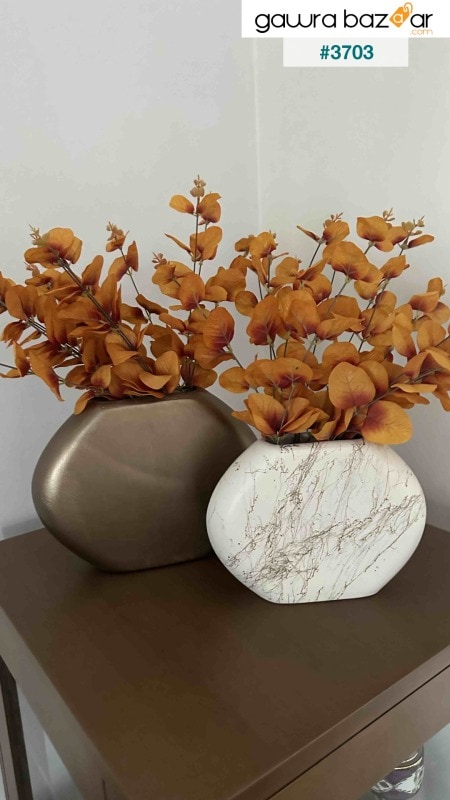 مجموعة مزهرية سيراميك مزخرفة مصنوعة يدويًا من قطعتين