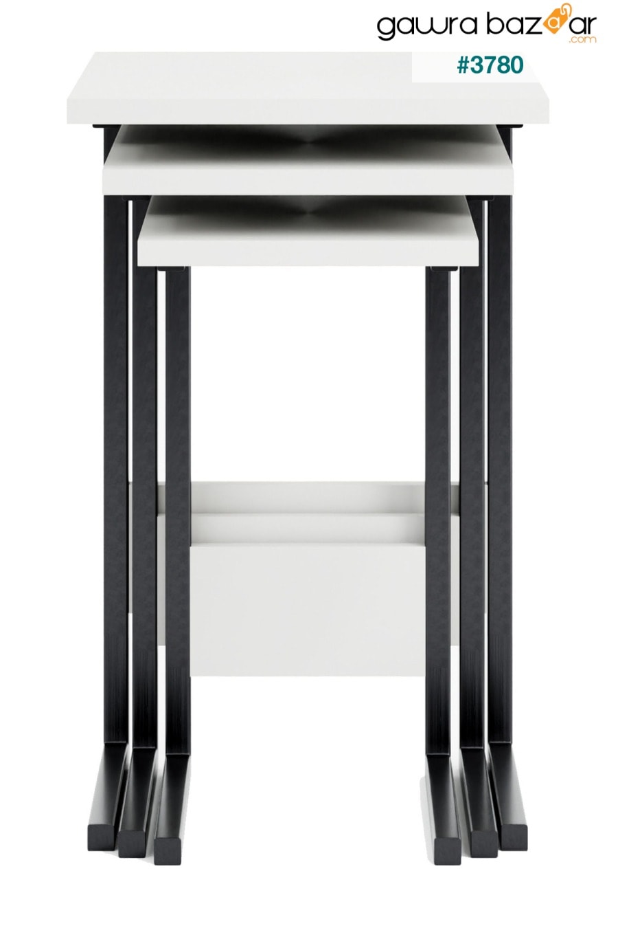 طاولة التعشيش Zg3 3 ، طاولة معدنية بيضاء Ceramical 4