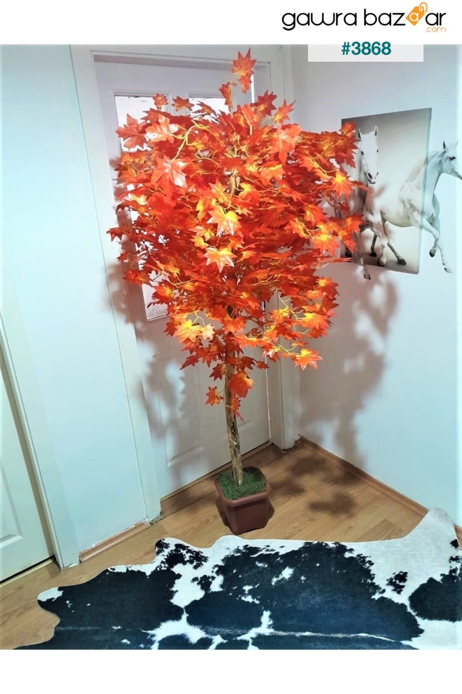 شجرة Hazan اصطناعية بارتفاع 1.80 Mt شجرة قرمزية حريق حمراء مع قلادة وورقة عريضة YEŞİLADA 0