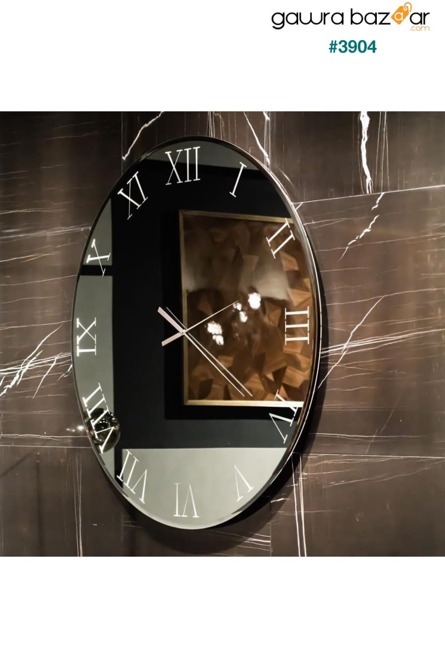 ساعة حائط مزخرفة بمرآة حقيقية (40 سم) harika crown 0