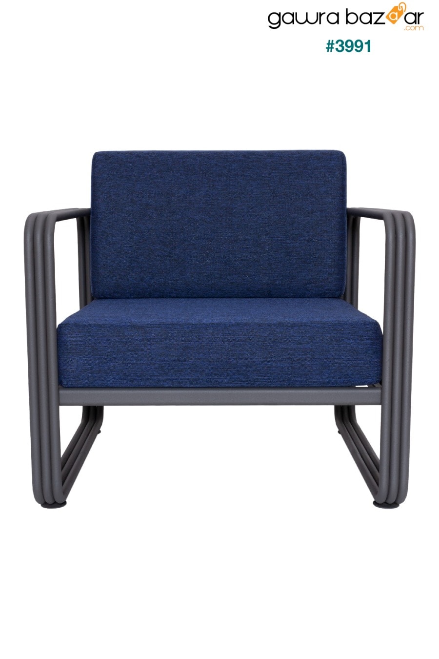 كرسي حديقة فردي باللون الأزرق الداكن من نيا أنثراسايت هيكل عظمي للحدائق والشرفة كرسي بذراعين Soft7004 Koza Home 1