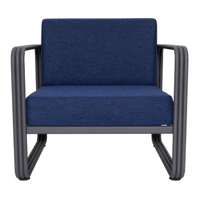 كرسي حديقة فردي باللون الأزرق الداكن من نيا أنثراسايت هيكل عظمي للحدائق والشرفة كرسي بذراعين Soft7004