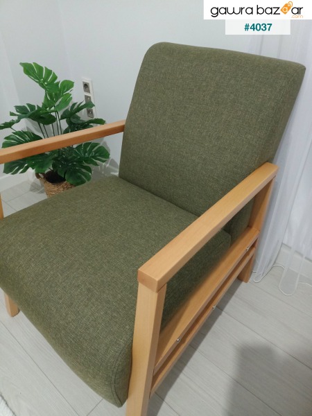 كرسي بمسند مفرد من Scandinavian Bergere باللون الأسود ساق خشبية مصقولة