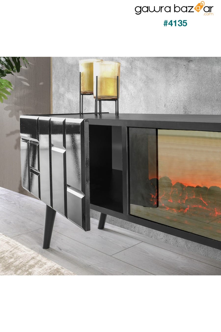 وحدة تلفزيون Caretta Black Fireplace Dodo iç mimarlık mobilya 2