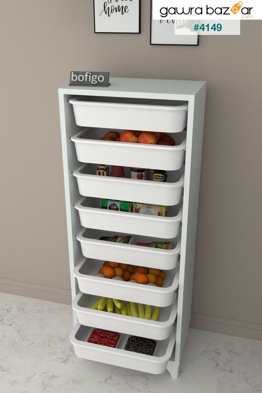 خزانة مطبخ مع 8 سلال دولاب متعدد الأغراض أبيض Bofigo 1
