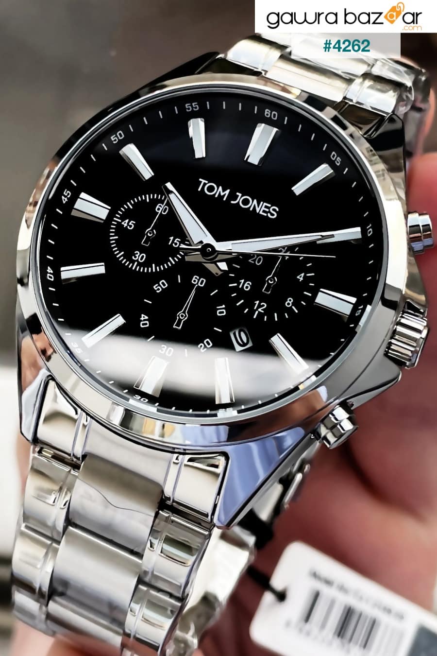 ساعة يد رجالية 3 أتموسفير مقاوم للماء فضي اللون Tom Jones 0