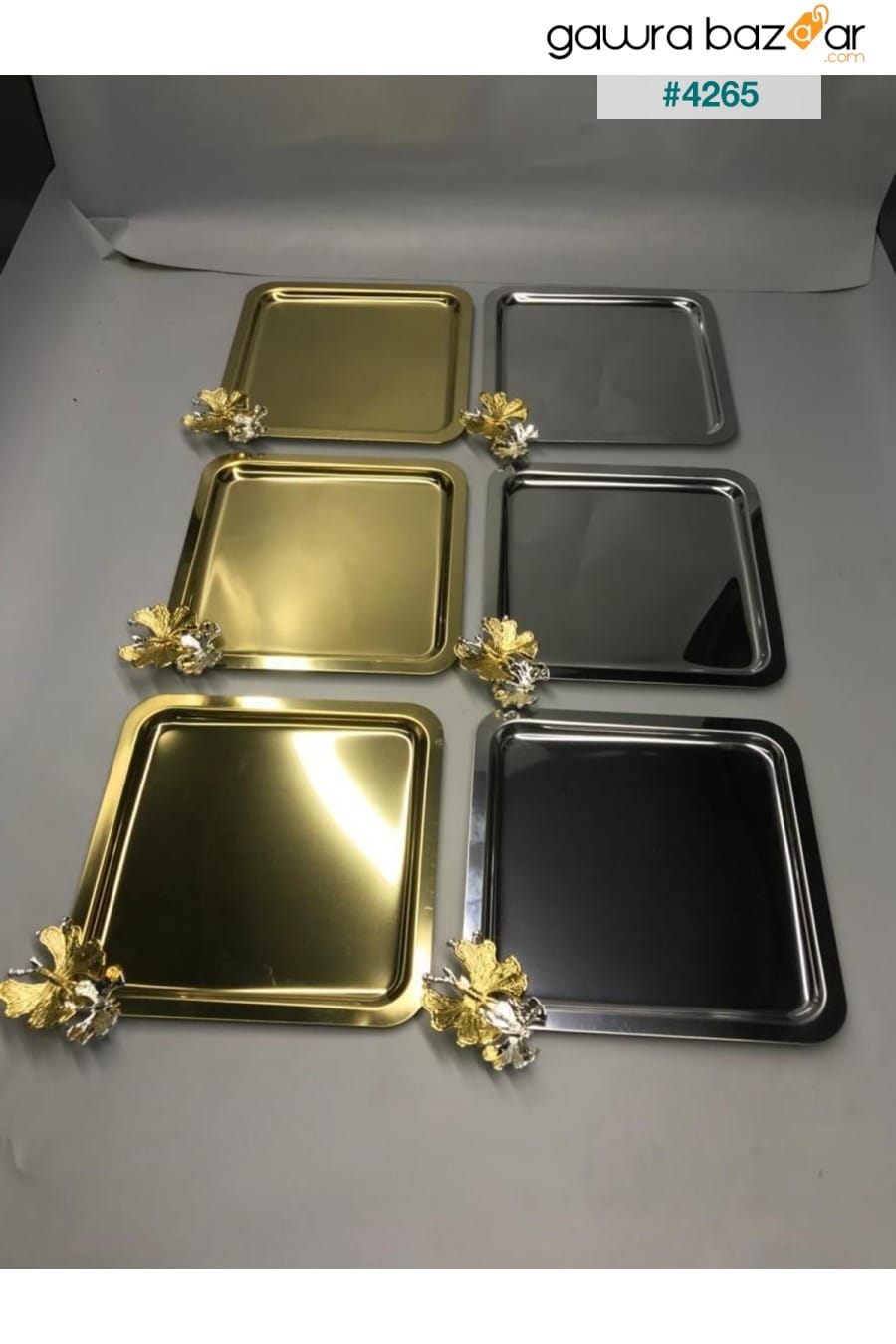 إكسسوارات مربعة فاخرة على شكل فراشة بلونين مختلفين 3 ذهبي و 3 فضية من الفولاذ المقاوم للصدأ للقهوة والشاي وصينية تقديم Mira züccaciye 0