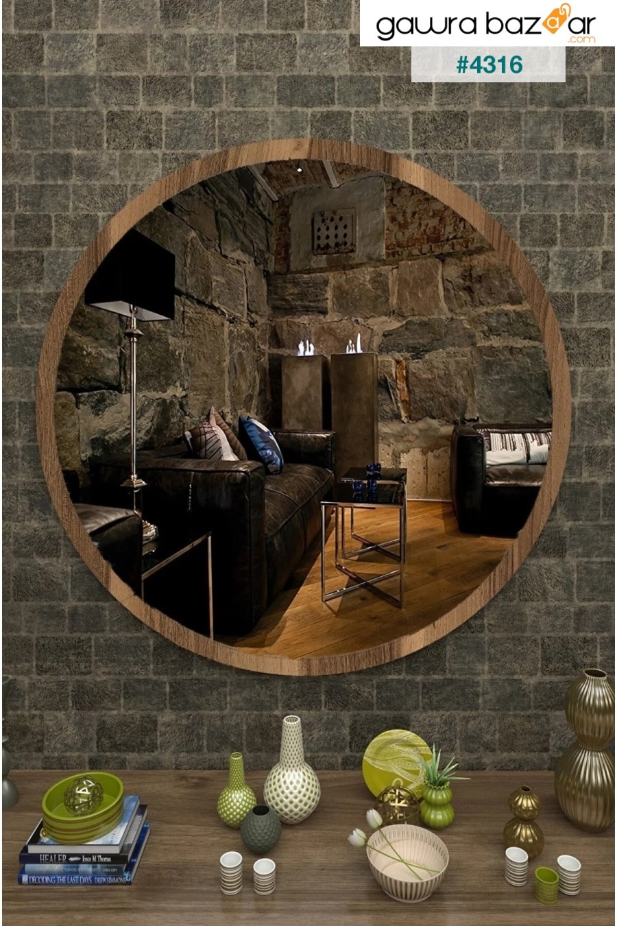 مرآة جوز بيضاوية مزخرفة ، مدخل ، ممر ، غرفة معيشة ، مطبخ ، حمام ، مرحاض ، مرآة مكتب 45 سم SUEL HOUSE 0