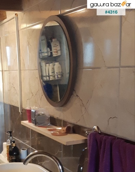 مرآة جوز بيضاوية مزخرفة ، مدخل ، ممر ، غرفة معيشة ، مطبخ ، حمام ، مرحاض ، مرآة مكتب 45 سم