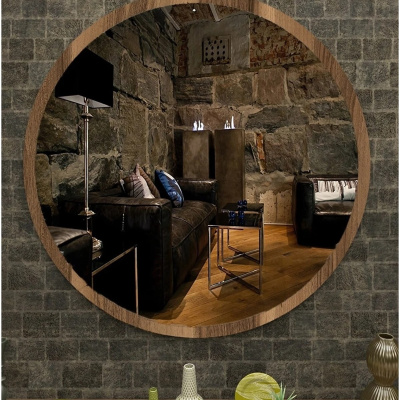 مرآة جوز بيضاوية مزخرفة ، مدخل ، ممر ، غرفة معيشة ، مطبخ ، حمام ، مرحاض ، مرآة مكتب 45 سم