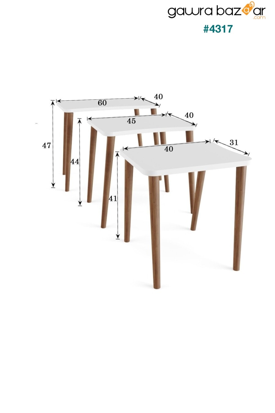 طاولة متداخلة وطاولة جانبية 3 مجموعات طاولة أرجل خشبية SUEL HOUSE 3