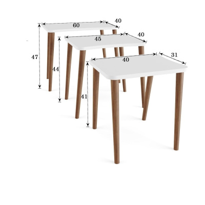 طاولة متداخلة وطاولة جانبية 3 مجموعات طاولة أرجل خشبية