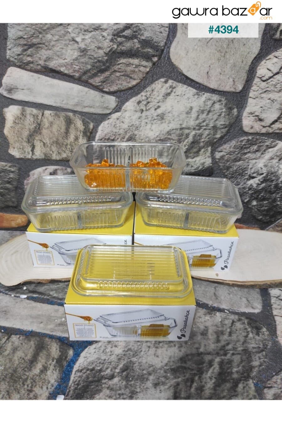 وعاء زبدة 3 قطع (3 قطع) وعاء تخزين زبدة الميكا - وعاء الإفطار مع قسمين Paşabahçe 6