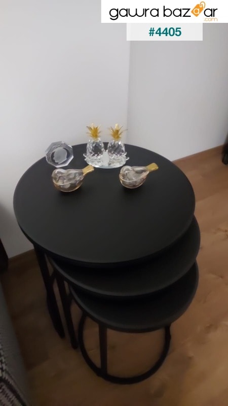 طقم طاولة متداخلة ومركز كيوتو وليزا - زجاج مدخن / أسود Mdf