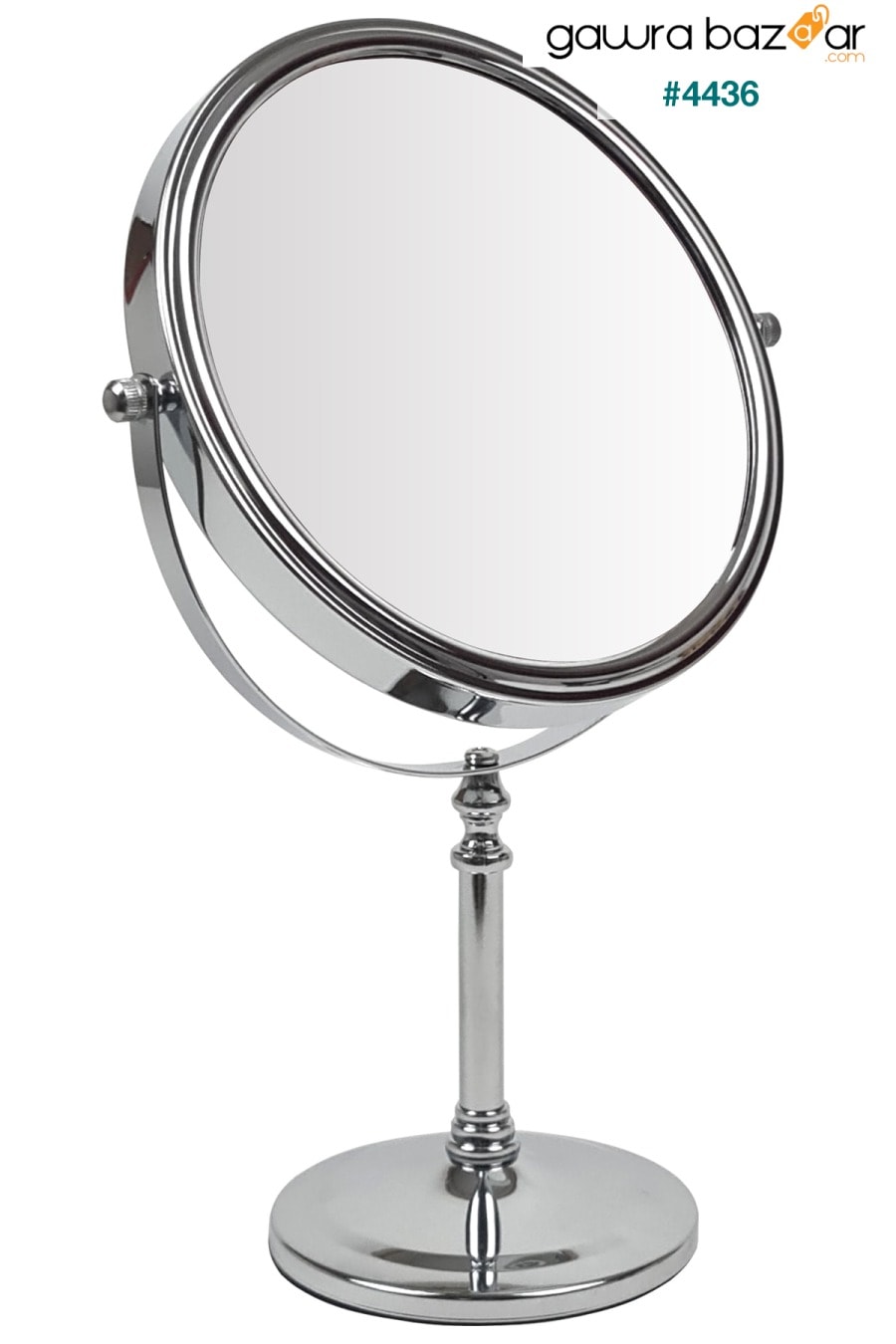 مرآة مكياج كبيرة الحجم من الكروم بمرآة طاولة قائمة على الوجهين مع مكبرة 5x 35 سم Mb030 Binbirreyon 0