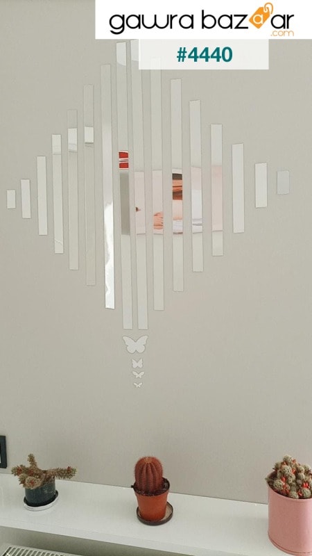 شريط ديكور مرآة فضية زجاجية لتزيين الحائط 2.5 × 100 سم (لاصق)