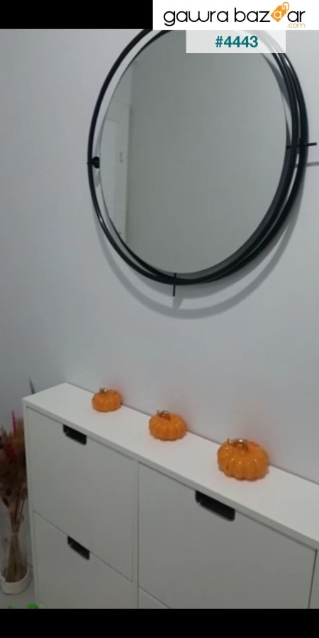 مرآة حمام مزخرفة من Tinatti مرآة سوداء لامعة