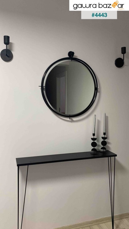 مرآة حمام مزخرفة من Tinatti مرآة سوداء لامعة