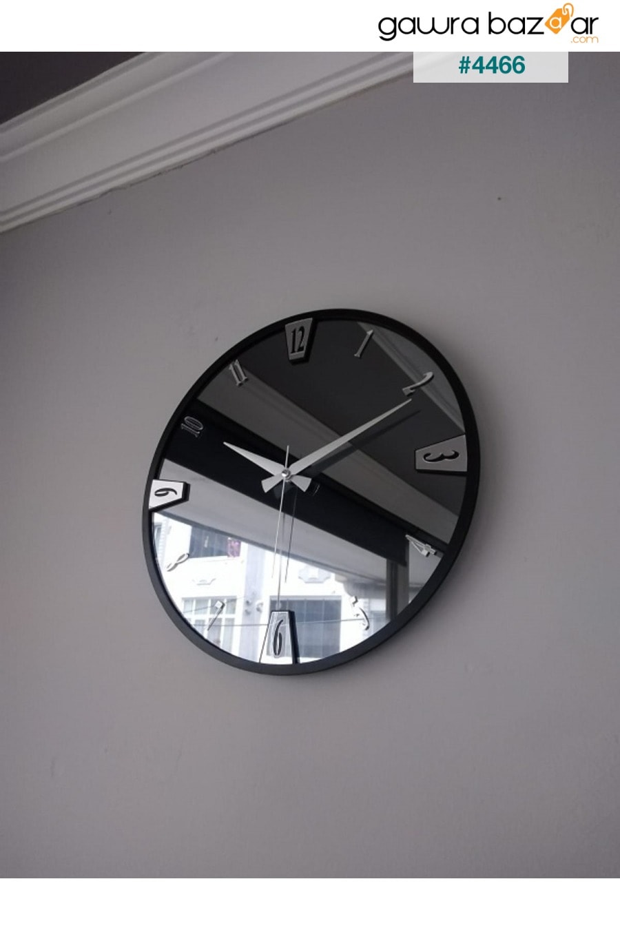 ساعة حائط مزخرفة بمرآة حقيقية (40 سم) harika crown 3