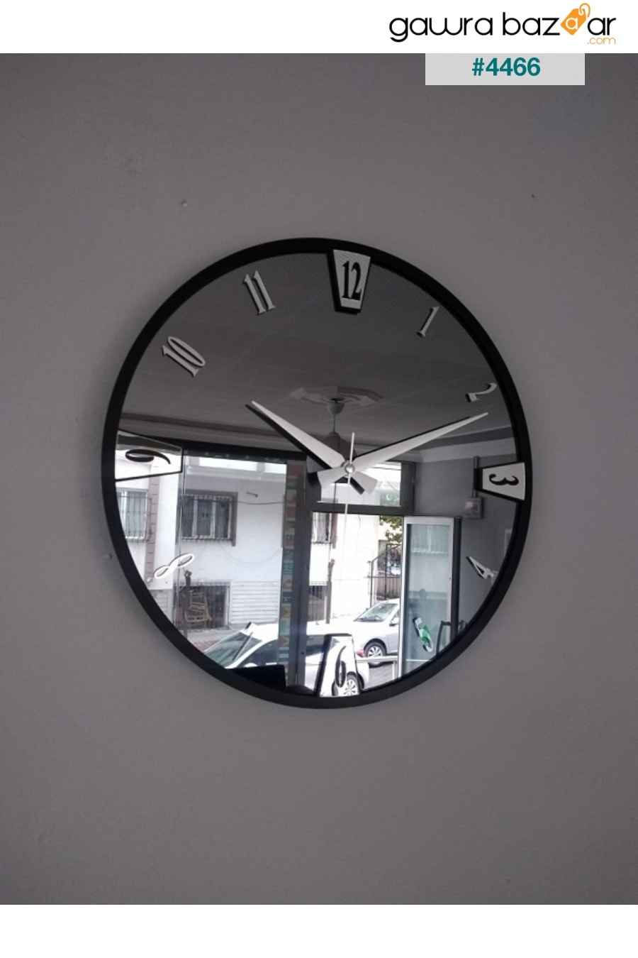 ساعة حائط مزخرفة بمرآة حقيقية (40 سم) harika crown 4