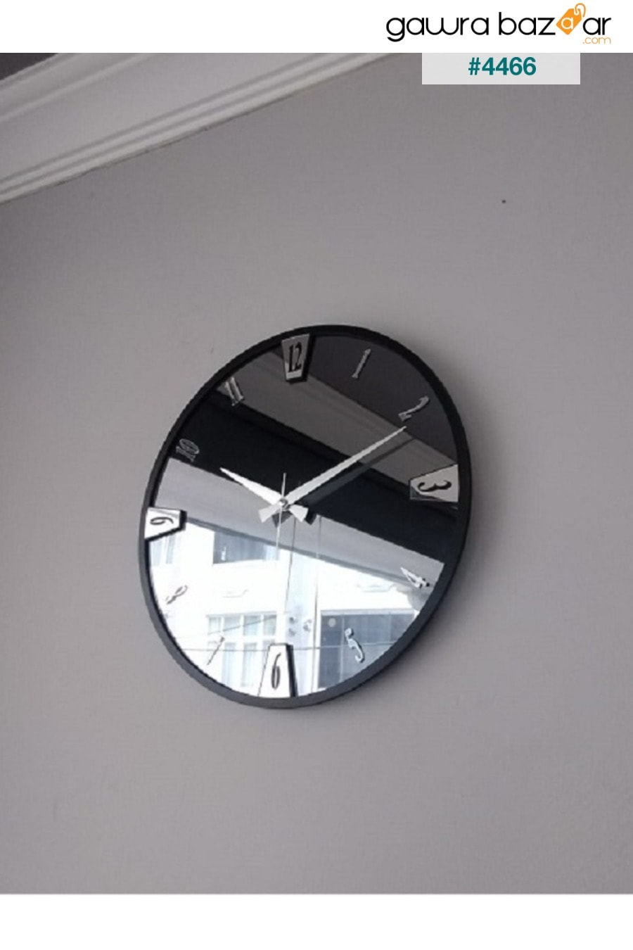 ساعة حائط مزخرفة بمرآة حقيقية (40 سم) harika crown 2
