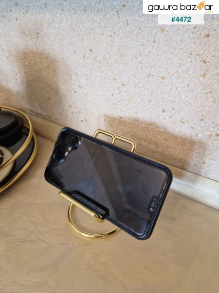 حامل هاتف سطح المكتب المعدني الذهبي