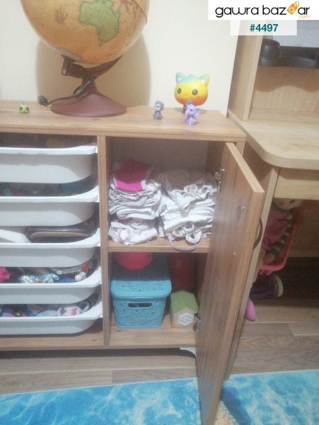 خزانة ألعاب مع 5 سلال خزانة ملابس متعددة الأغراض من خشب الصنوبر