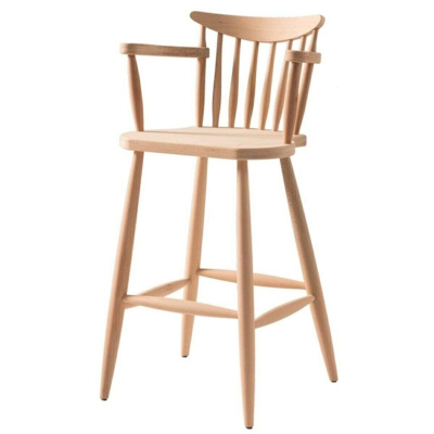 كرسي بذراعين خشبي كرسي مرتفع مصنوع من الخشب غير المصقول بأذرع مخروطية