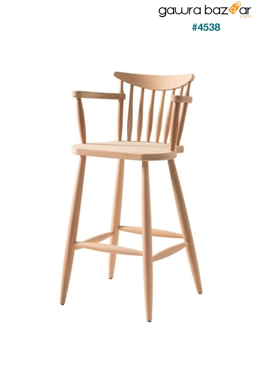 كرسي بذراعين خشبي كرسي مرتفع مصنوع من الخشب غير المصقول بأذرع مخروطية CLK 0