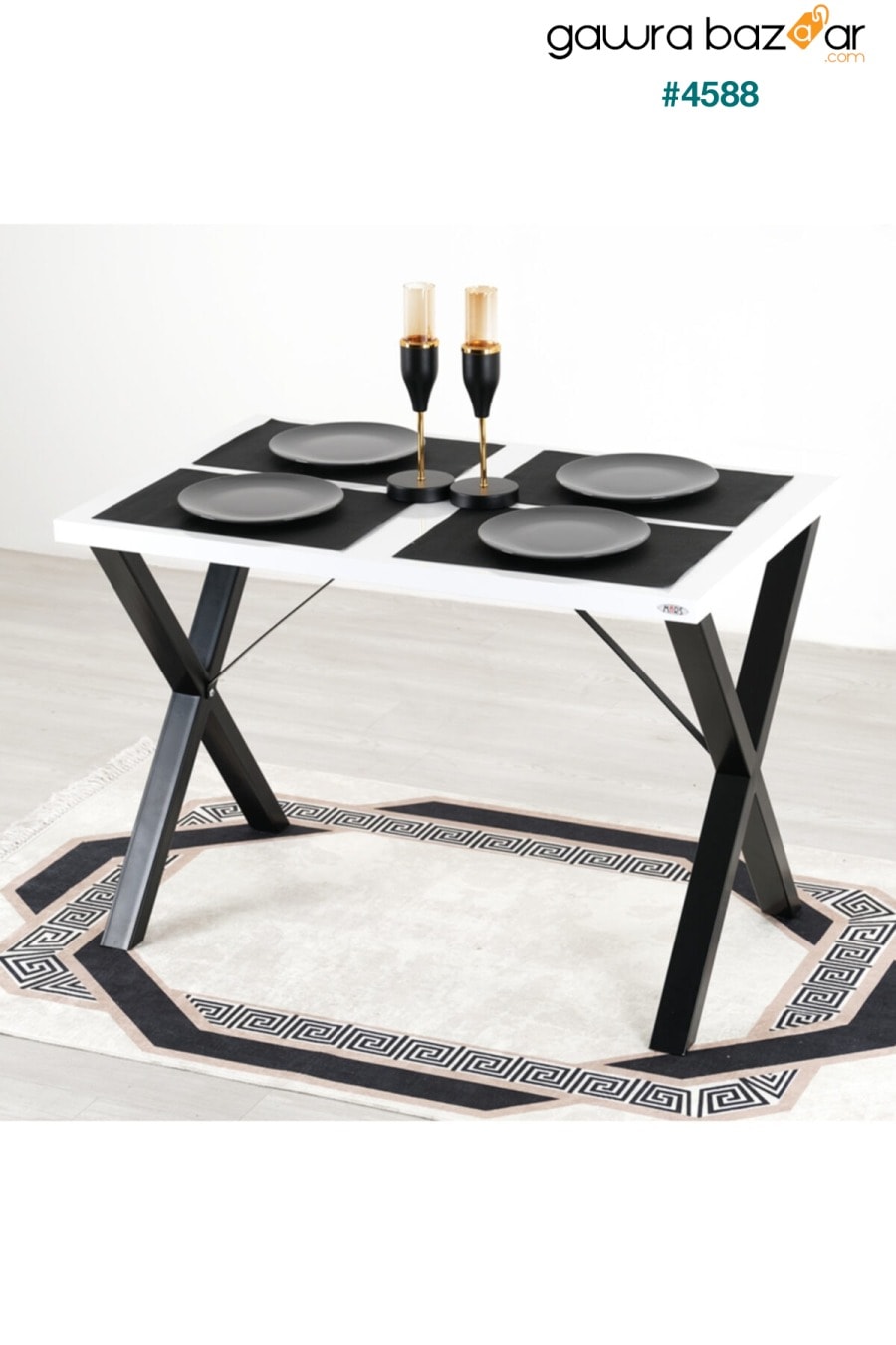 طاولة مطبخ خشبية بأرجل معدنية بيضاء Mars Mobilya 0