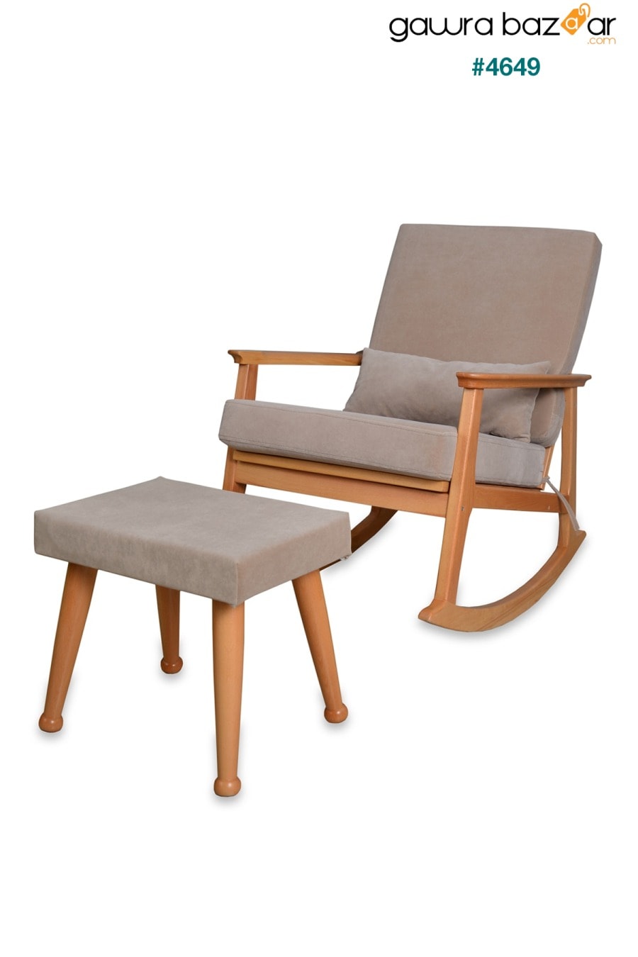 كرسي هزاز مبطن من خشب الزان الاسكندنافي الطبيعي مع كرسي للرضاعة وللأب في الحديقة Asedia 0