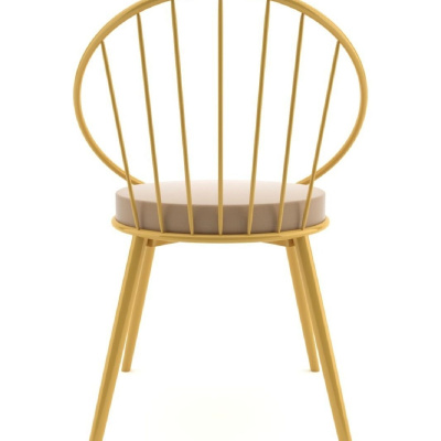 Eylul Metal Wire Chair أصفر ذهبي
