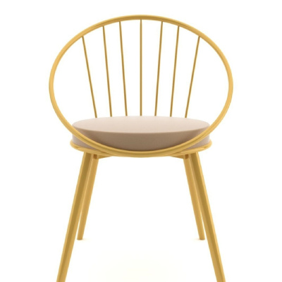 Eylul Metal Wire Chair أصفر ذهبي