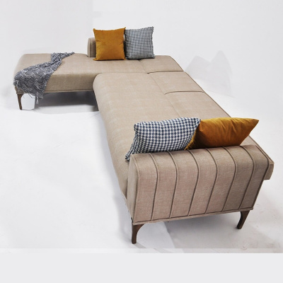Hoopa Corner Sofa Set Cream-Mechanism ، أرجل خشبية ، قماش قابل للمسح