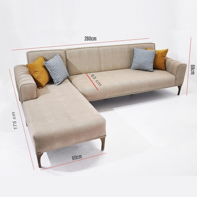 Hoopa Corner Sofa Set Cream-Mechanism ، أرجل خشبية ، قماش قابل للمسح