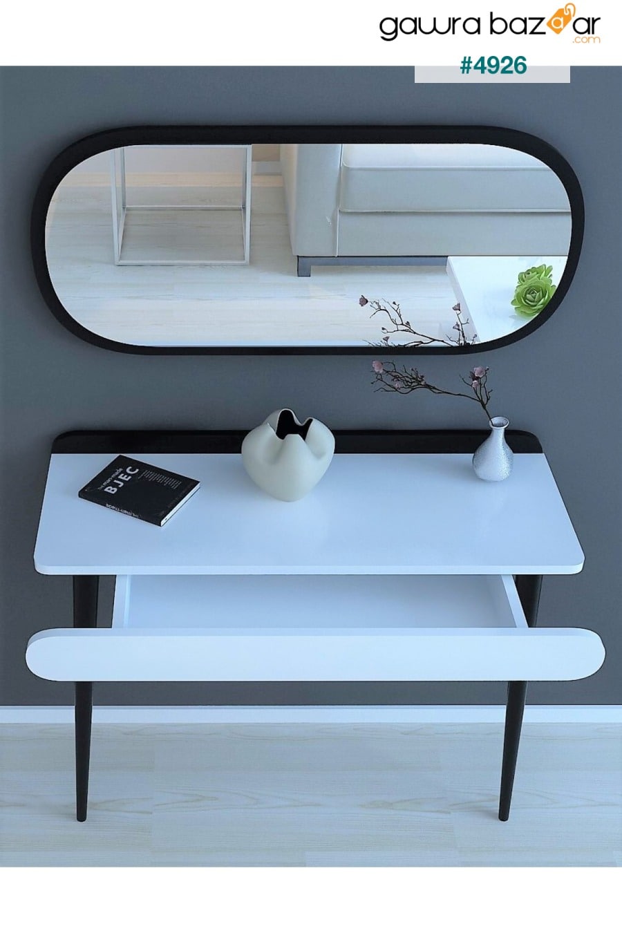 طاولة تزيين من فلورا أليز مع درج ومرآة (90 × 32 سم) FLORADESİGN 2