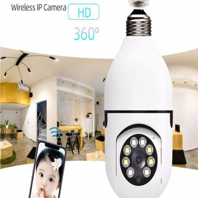 لمبة الكاميرا الحساسة للحركة للرؤية الليلية اللاسلكية كاميرا مراقبة الطفل الأمن الذكية واي فاي 360hd
