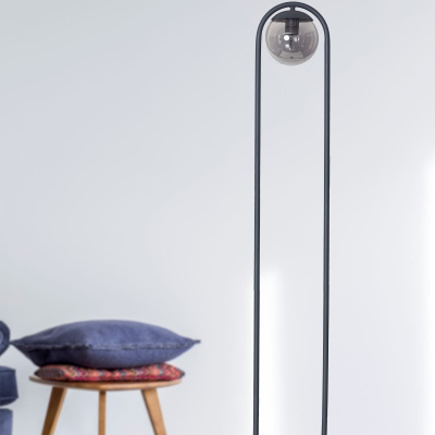 Zenga Anthracite Metal Body Smoke Glass Design مصباح أرضي فاخر لإضاءة الأرضية