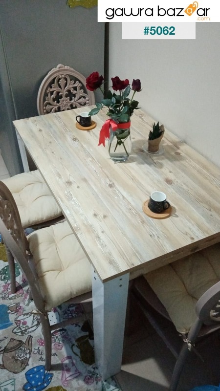 طقم طاولة مطبخ كبير من خشب الجوز / فينوس مكون من 1 ترابيزة و 4 كراسي - كابتشينو