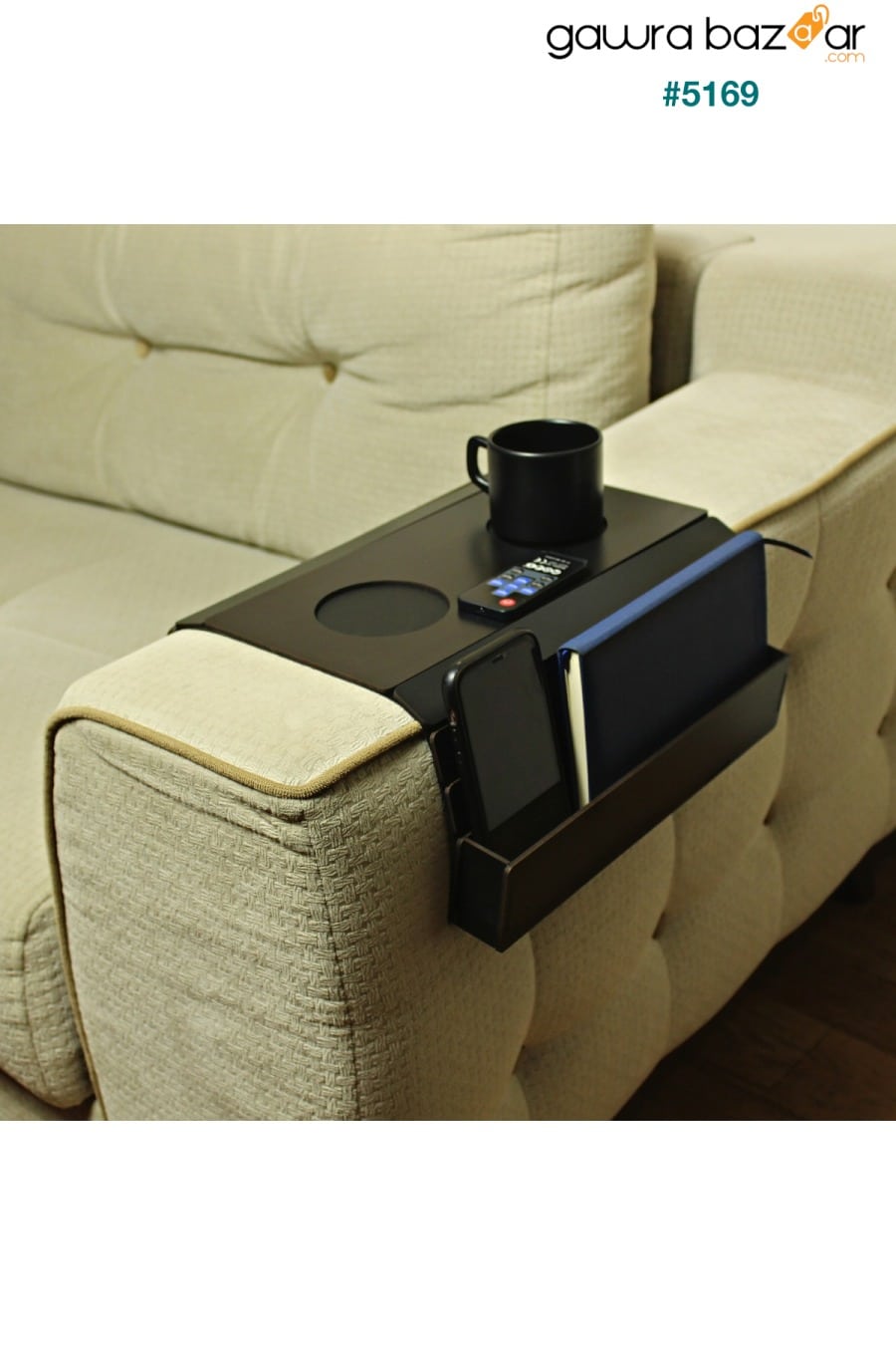 صينية مقعد خشبية ، طاولة جانبية ، جانب المقعد ، مفرش طاولة محمول قابل للطي مع جهاز تحكم عن بعد Kaya Store 2