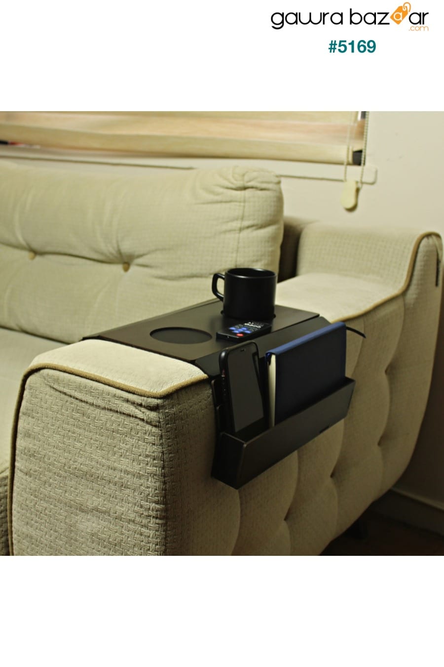 صينية مقعد خشبية ، طاولة جانبية ، جانب المقعد ، مفرش طاولة محمول قابل للطي مع جهاز تحكم عن بعد Kaya Store 3