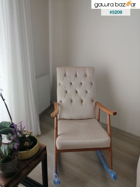 كرسي هزاز مبطن كريم طبيعي من Trend Natural يستريح للرضاعة الطبيعية لأبي كرسي قراءة تلفزيون Bergere